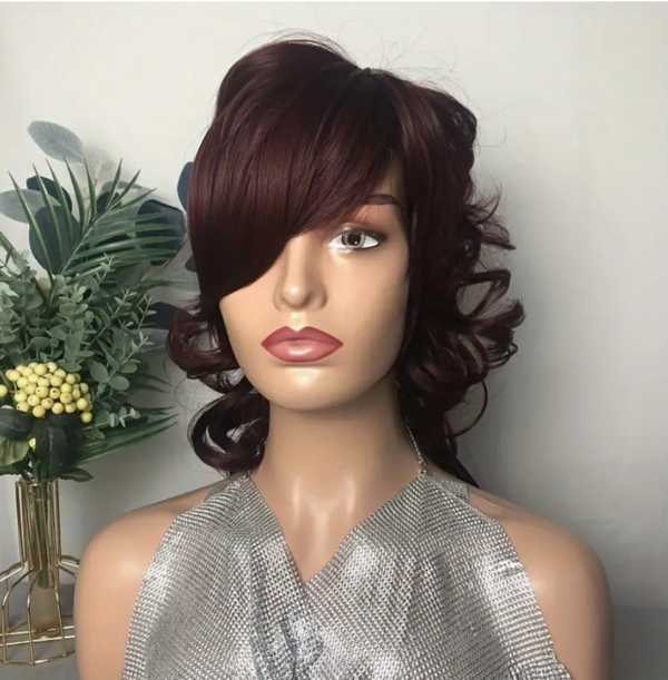 Long Wavy Wig With Bangs Synthetic