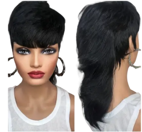 Black - Women Layered Multi-color Pixie Cut Wig