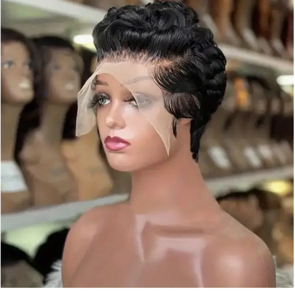 #Black - Transparent Lace Frontal Short Curly Hair Wigs
