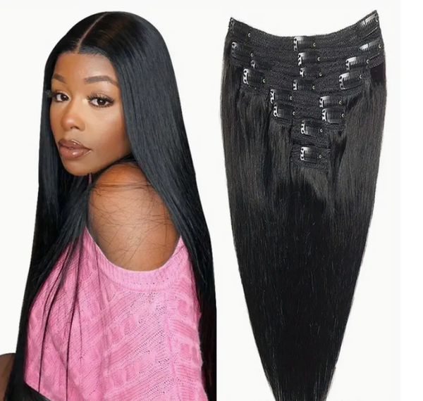 100% Remy Human Hair Straight Clip In Extensions