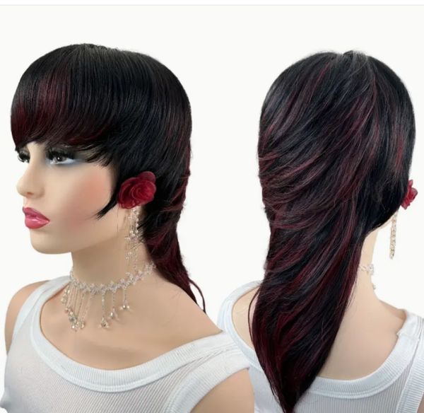 1B - Human Hair New Design Mullet Haircut Wig