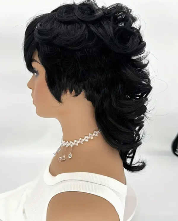 Black - Human Hair Wig With Bangs Mullet Wig