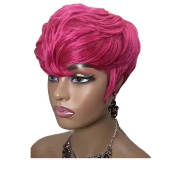 Hot Pink!- Real Human Hair Pixie Cut Wig