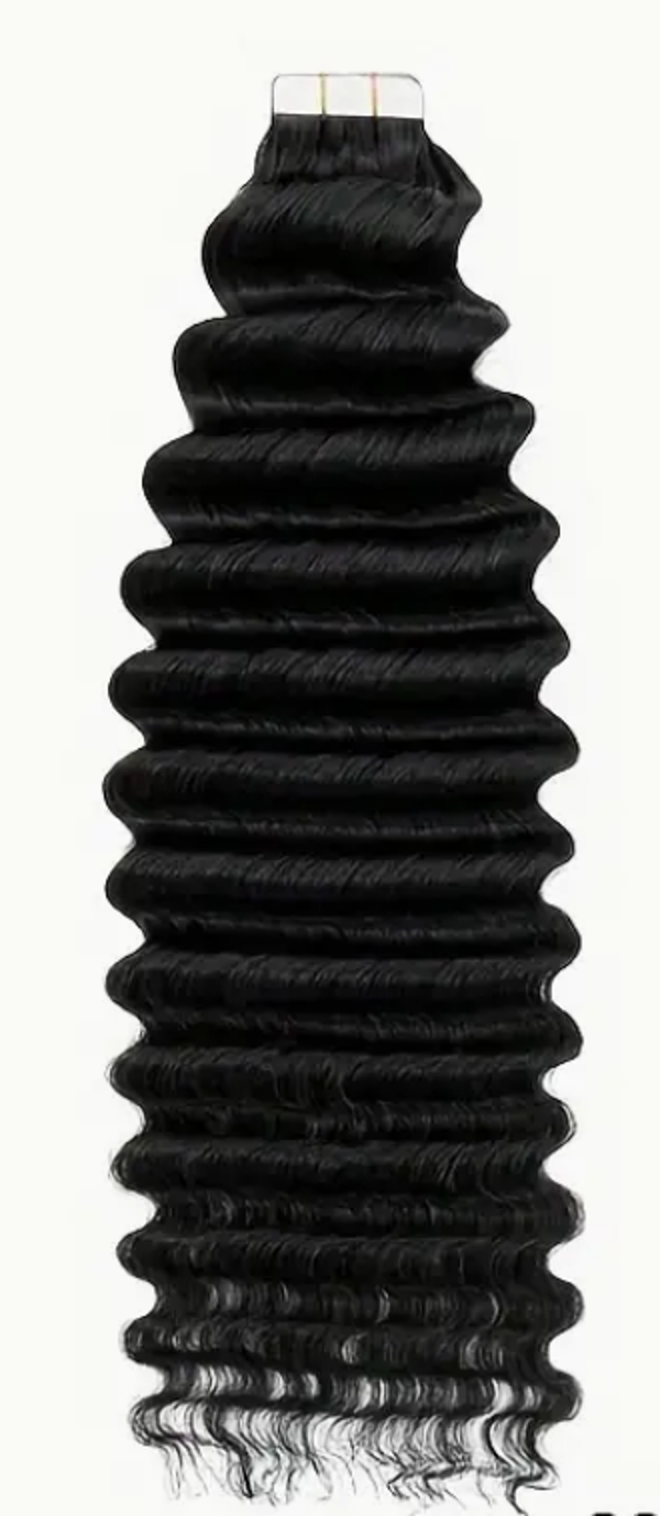 20 Pieces Tape In Brazilian Human Hair Deep Wave Extensions