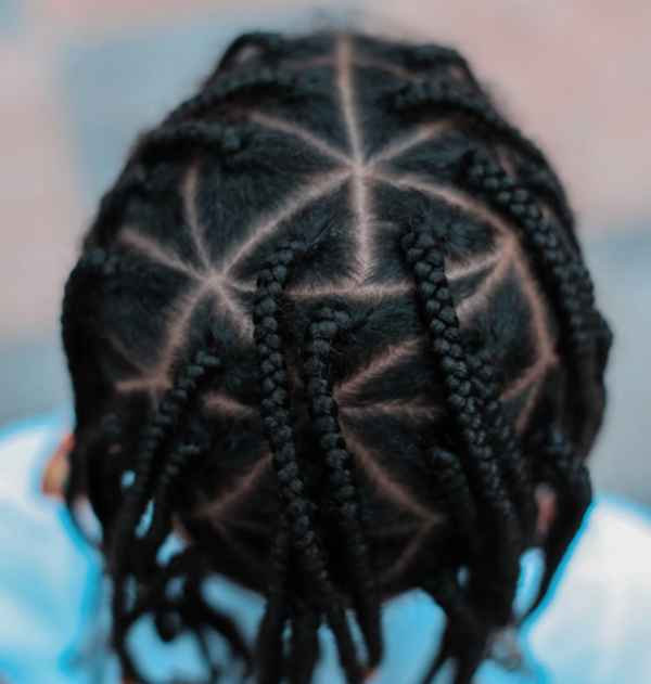 NATURAL HAIR STYLE- TRIANGLE PARTED PLAITS