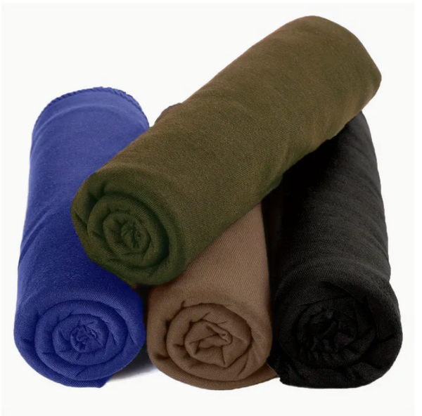 4PCS-Boho Chic Pleated Turban Head Wraps- Green Mix