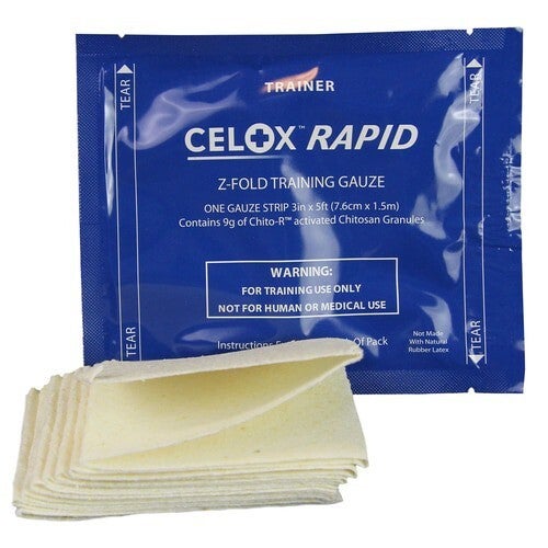 Celox Training Gauze Z-fold blauw