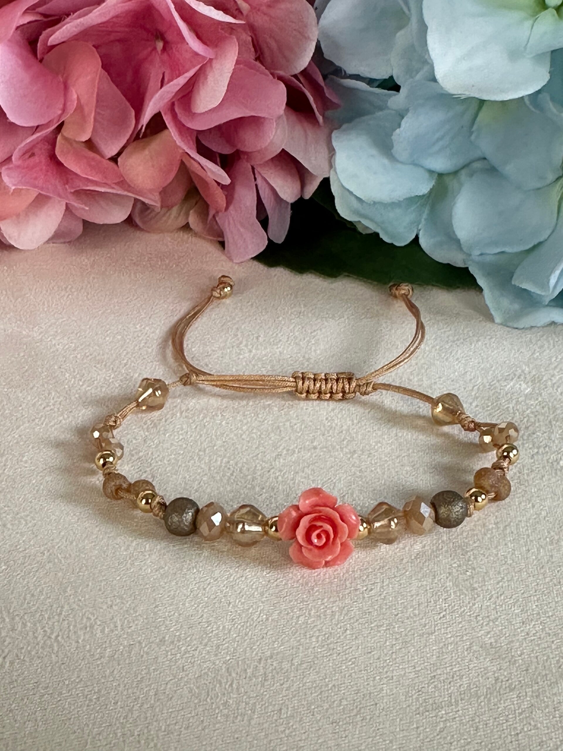 Pulsera Flor color melocotón (Peach)
