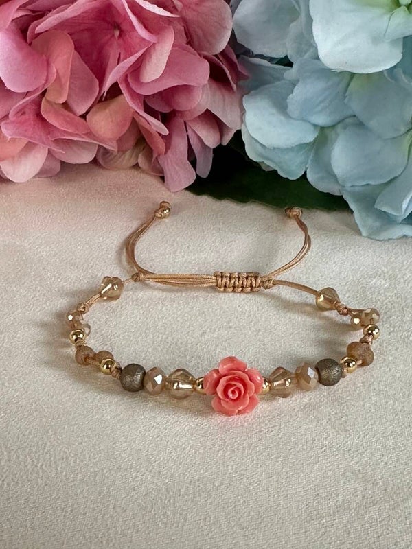 Pulsera Flor color melocotón (Peach)