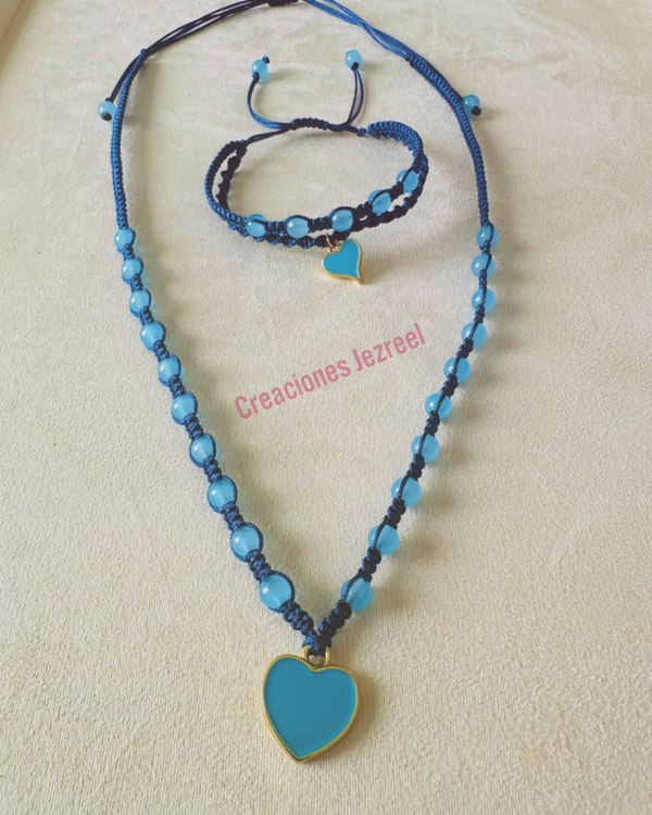 Collar y Pulsera Azul Oscuro y claro