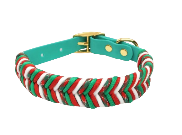 Halsband strepen turquoise