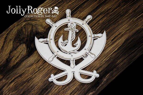 snipart chipboard jolly roger stuurwiel met zwaarden