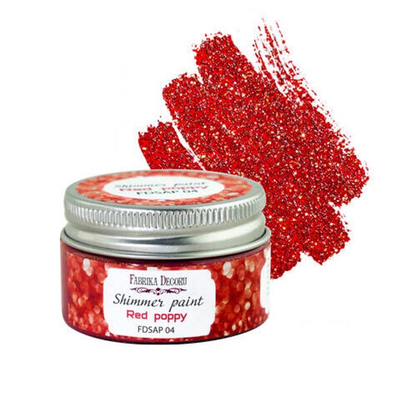 fabrika decoru shimmer paint red poppy 30 ml