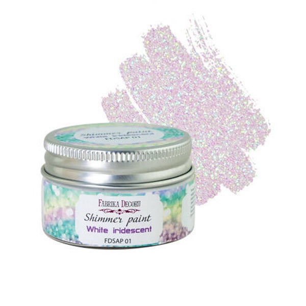 fabrika decoru shimmer paint white iridescent 30 ml