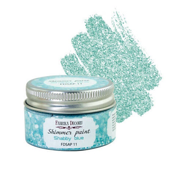 fabrika decoru shimmer paint shabby blue 30 ml
