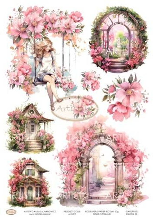 artistiko rijstpapier roze tuin