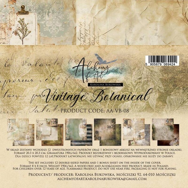 alchemy of art vintage botanical 20x20