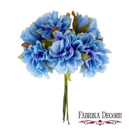 Set of sweet cherry flowers, skyblue, 6 stuks