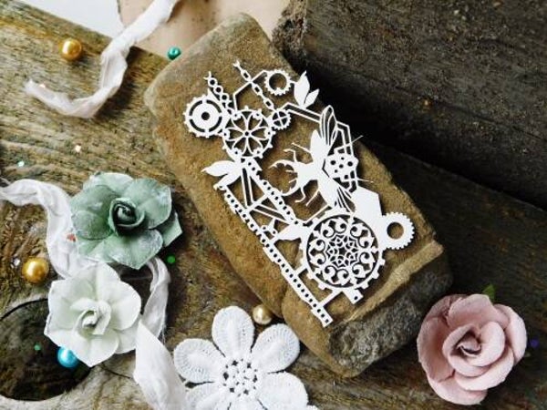 kreatywna chipboard steampunk insect met filmstrip