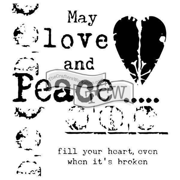 tcw stencil 12x12 love and peace