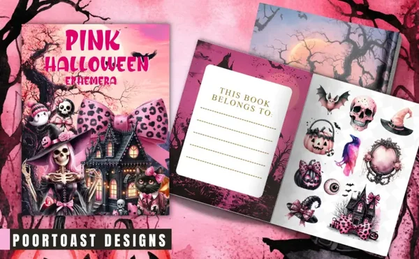 Pink Halloween Ephemera Book