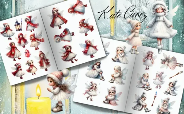 Beautiful Winter Fairies Ephemera Book