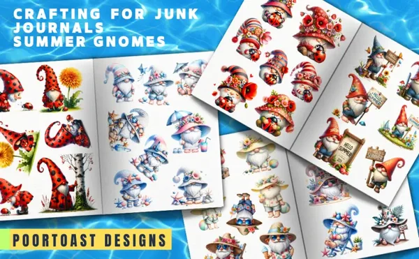 Crafting for Junk Journals Summer Gnomes Ephemera Book