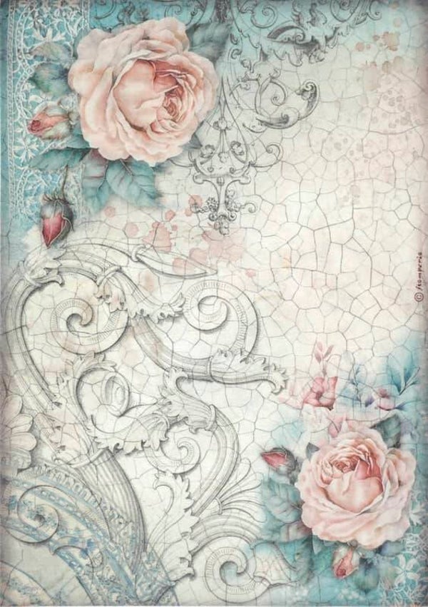 stamperia rijstpapier borcante antique roses