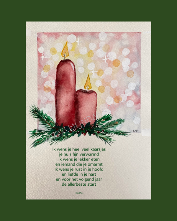 Digitale kerstkaart kaarsen met gedicht