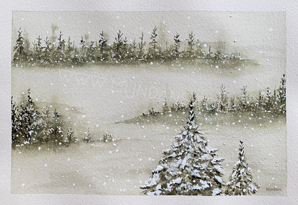 digitale kerstkaart winters landschap