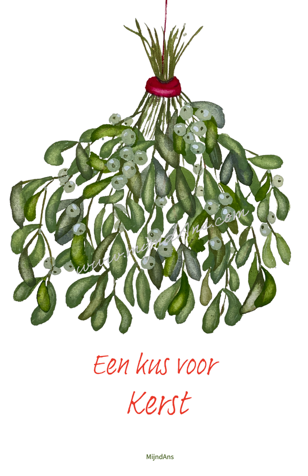 digitale kerstkaart 'een kus voor kerst'