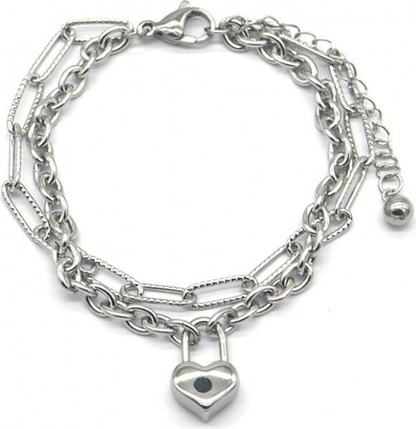 Gelaagde stalen armband hart