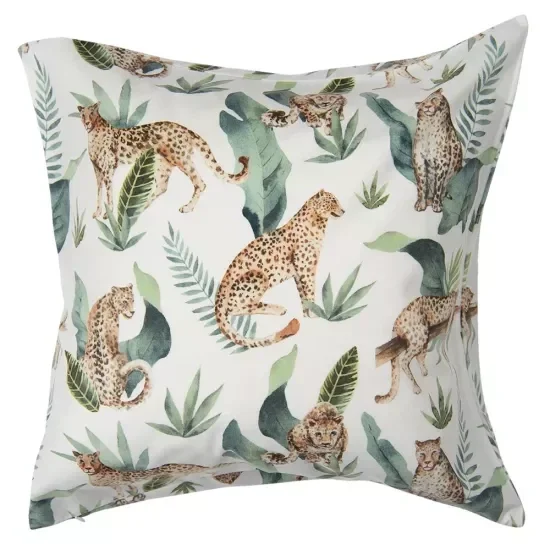 Kussenhoes 45x45 cm Wit Polyester Luipaard