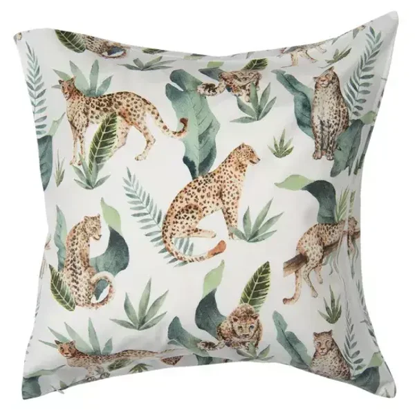 Kussenhoes 45x45 cm Wit Polyester Luipaard