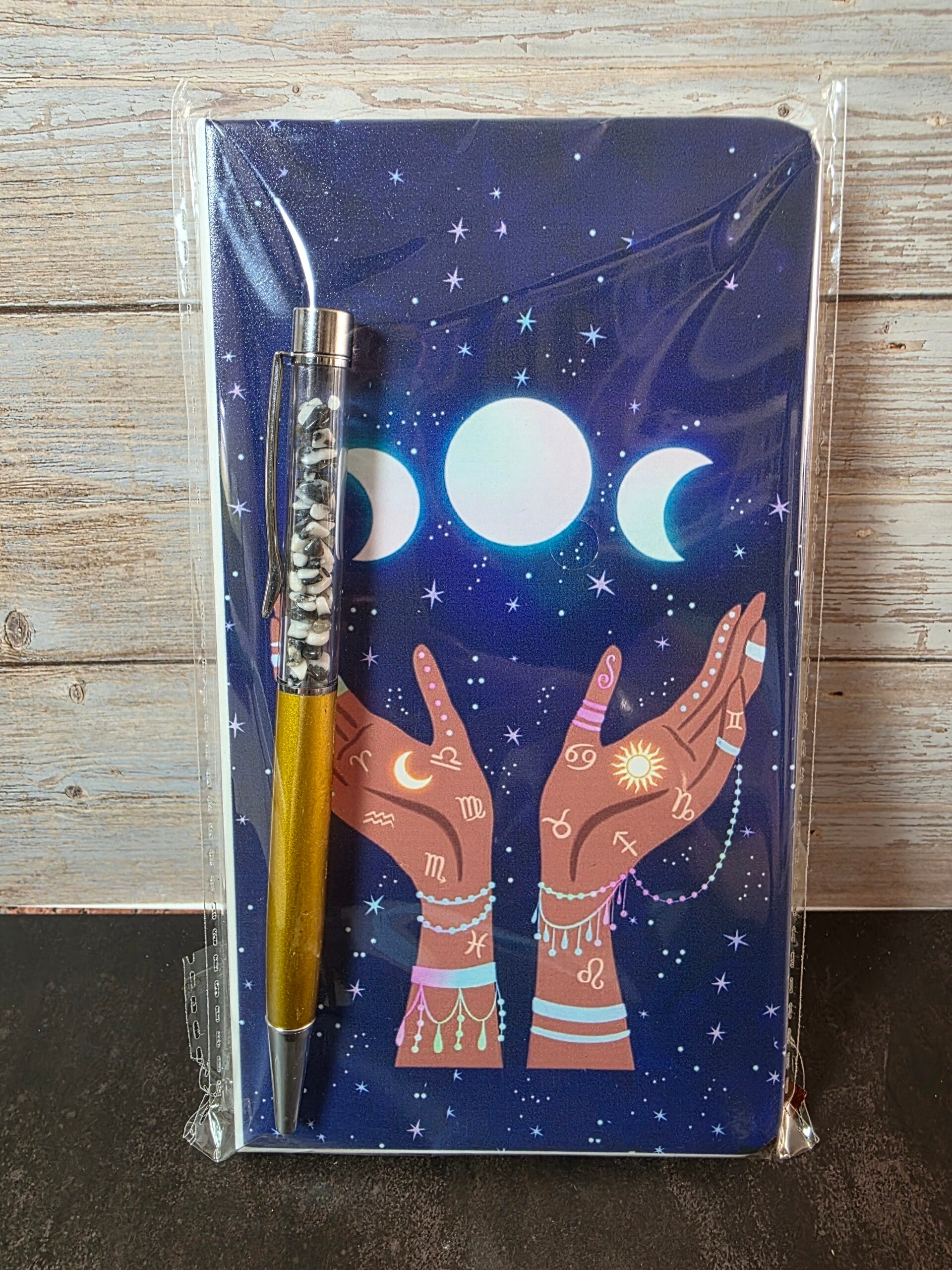 Grimoire Notitieboek met Toermalijn Pen - Maanfasen