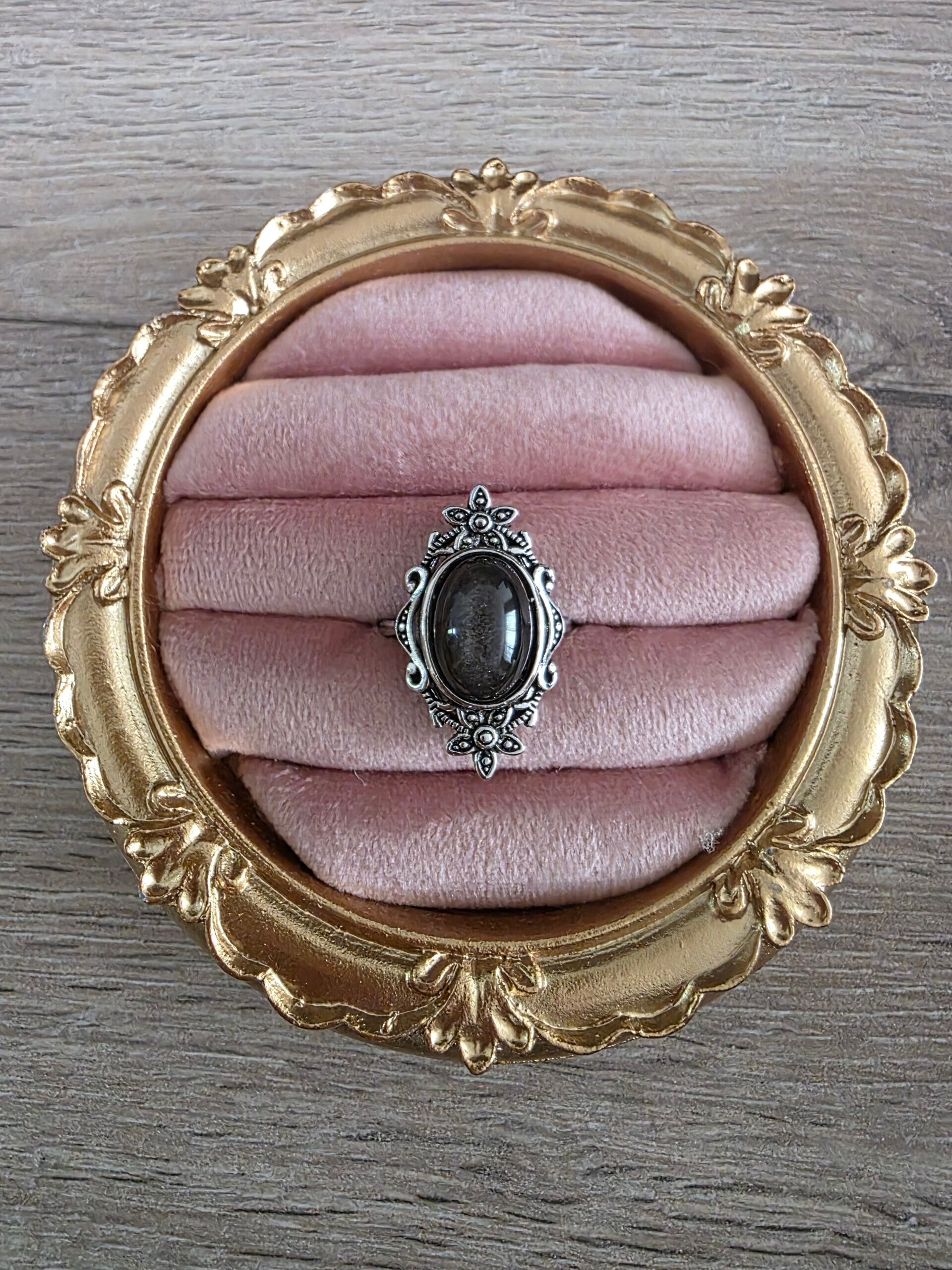 Ring – Zilver Obsidiaan | Verstelbaar | Nikkelvrij Staal