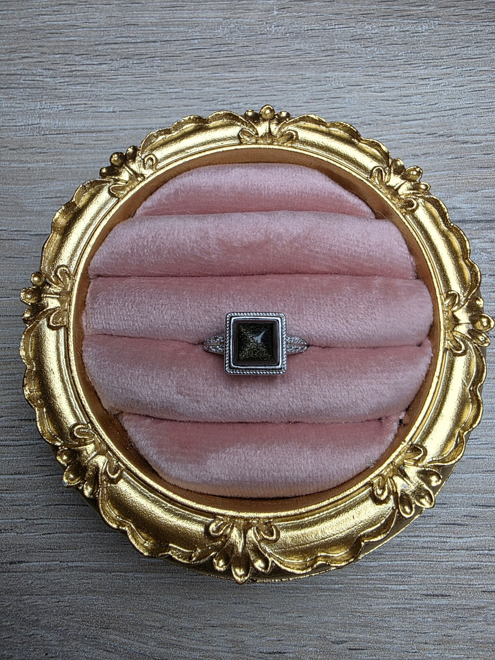 Ring – Goud Obsidiaan | Verstelbaar | Nikkelvrij Staal