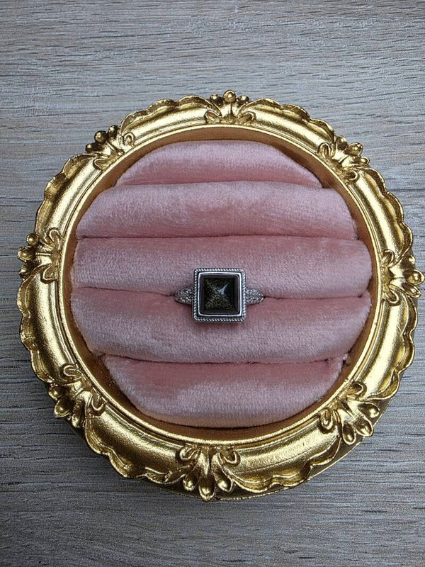 Ring – Goud Obsidiaan | Verstelbaar | Nikkelvrij Staal
