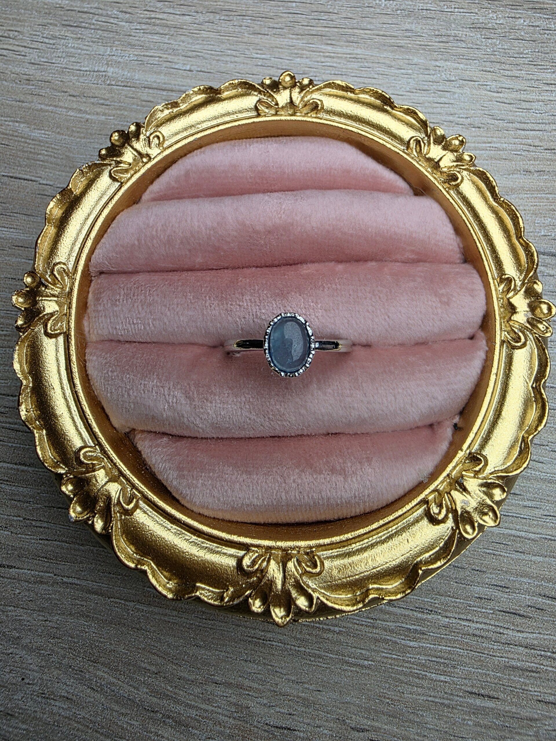 Ring – Aquamarijn | Verstelbaar | Nikkelvrij Staal