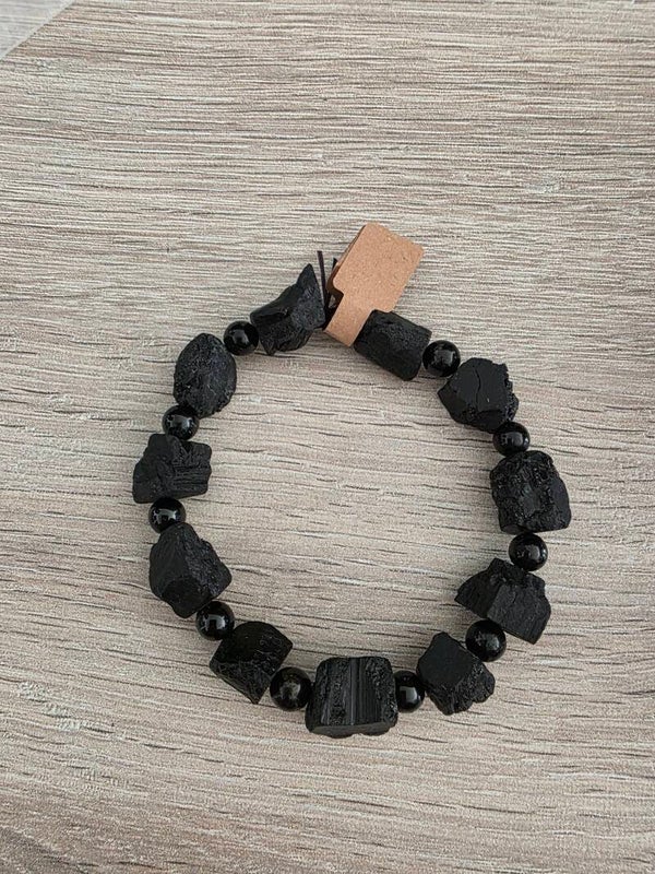 Ruwe Zwarte Toermalijn Armband