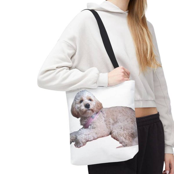 Custom Pet Photo Tote Bag – Double-Sided Design  13" × 13''