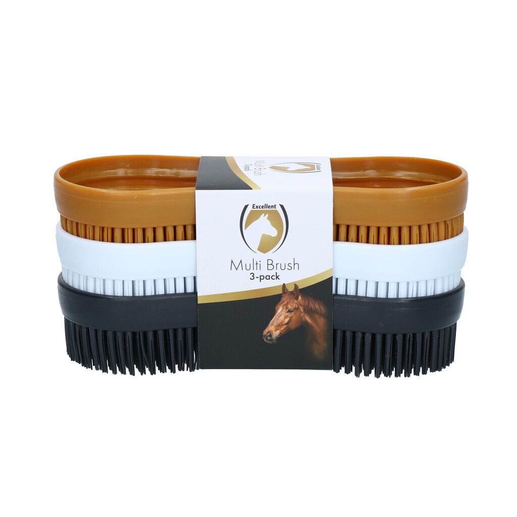 Excellent Horse Multi Brush 3-pack Een borstel voor het verwijderen van vuil, zweet en losse haren.