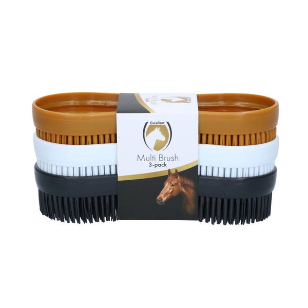 Excellent Horse Multi Brush 3-pack Een borstel voor het verwijderen van vuil, zweet en losse haren.