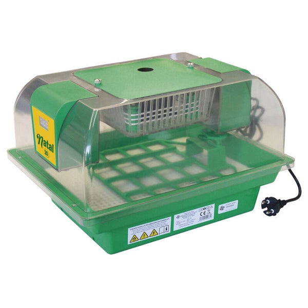 Broedmachine Natal 20 Geschikt voor kleine en middelgrote pluimvee eieren, met een capaciteit van 16 eieren.