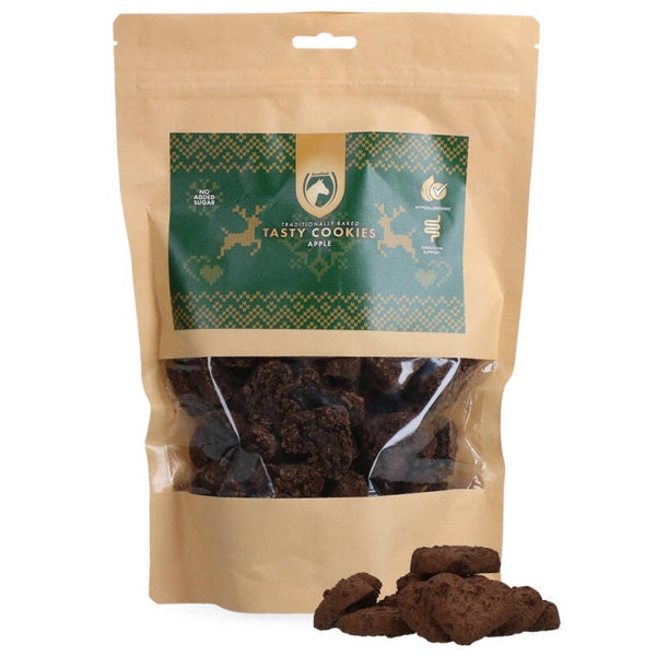 Excellent Horse Christmas Tasty Cookies Appel  Heerlijke kersttraktatie voor paarden! De Tasty Cookies zijn ambachtelijk gebakken, verrijkt met natuurlijke ingrediënten en perfect als beloning tijdens de feestdagen.