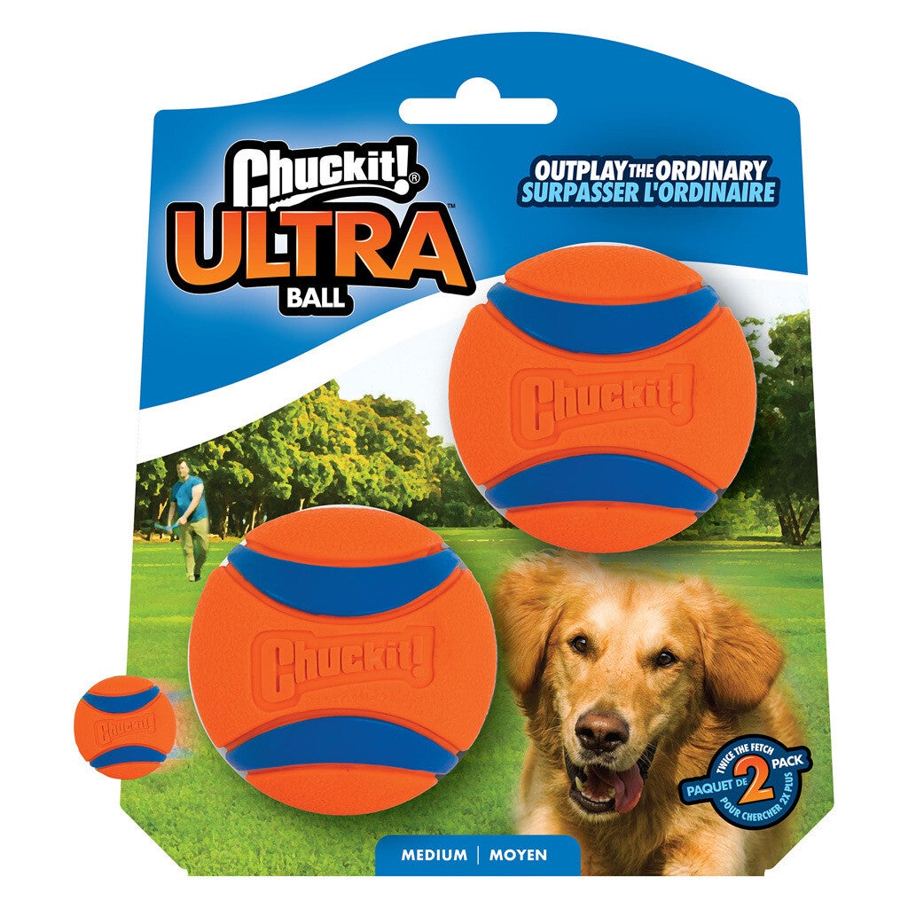 Chuckit! Ultra Ball M (2-pack)Natuurlijke rubberen bal die perfect stuitert en super duurzaam is!