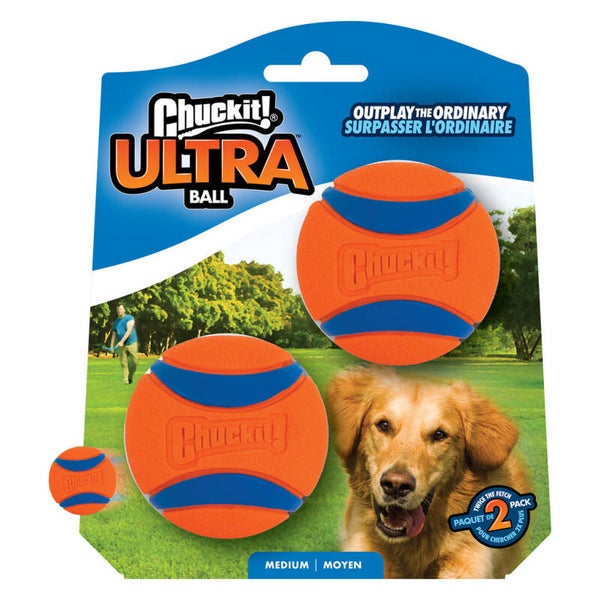Chuckit! Ultra Ball M (2-pack)Natuurlijke rubberen bal die perfect stuitert en super duurzaam is!