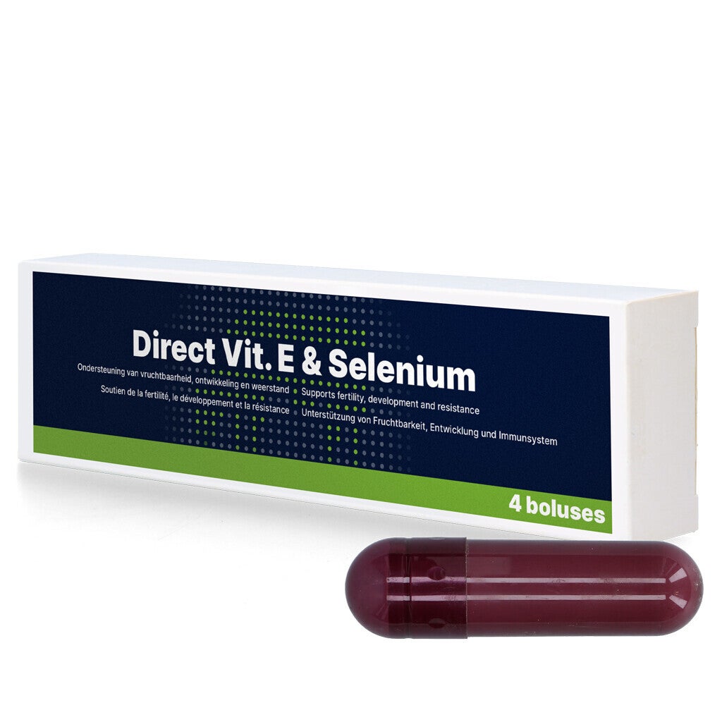 Direct Vit. E & Selenium 4 x 105 g Bolus voor rundvee met selenium en vitamine E voor verzoring van koe en kalf.