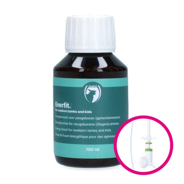 Excellent Enerfit lam/geit 100 ml plus gratis drench dose Boost voor pasgeboren lammeren bestaande uit energie, voeding en vitaminen.