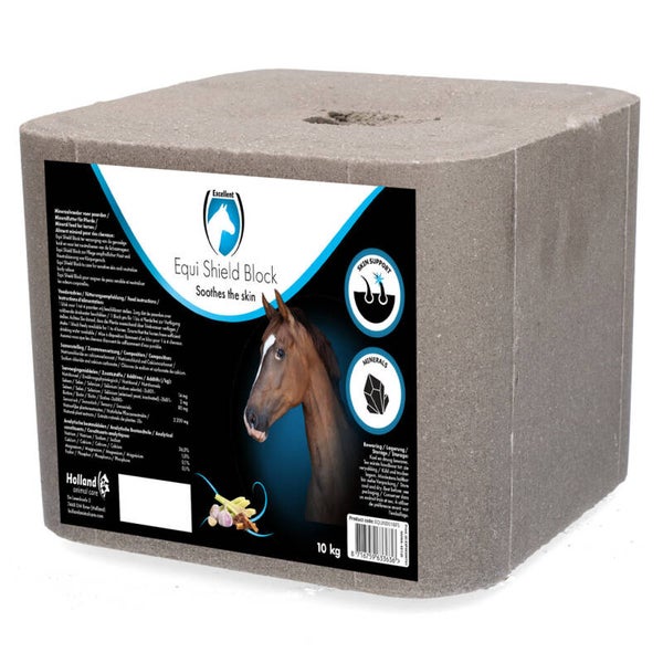 Excellent Horse Shield Block 10 kg Een zoutlikblok voor het neutraliseren van de lichaamsgeur van paarden.